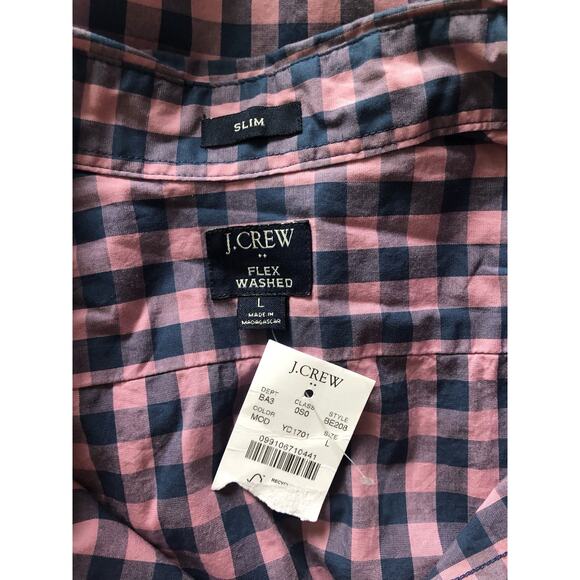 New J.Crew Flex Washed Slim Men Button Up Purple Blue Shirt Size Large - Picture 6 of 10